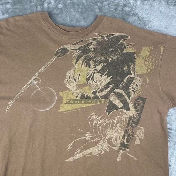 Rare Vintage Grail Rurouni Kenshin Cream Brown ODM Tag Graphic T-shirt Size L - Picture 8 of 8